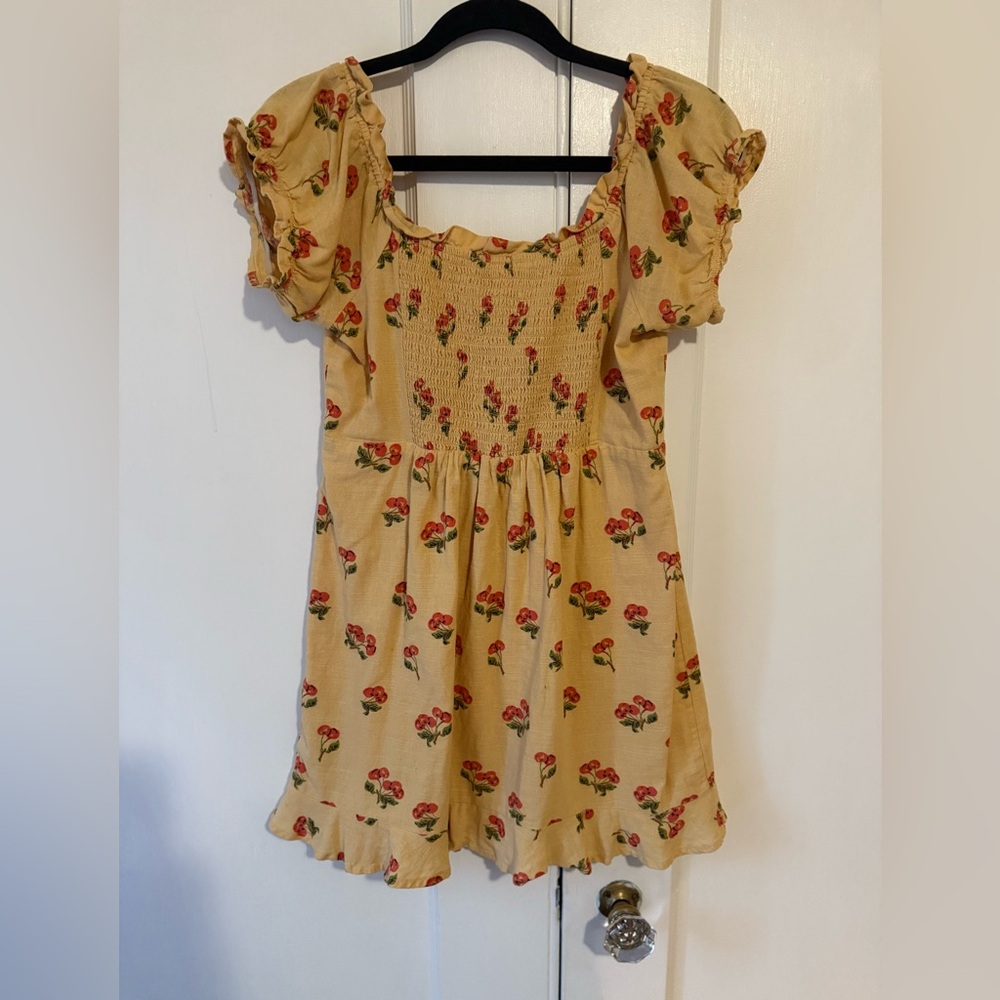 Urban Outfitters 100% cotton lined sun dress Medium Cherry Print - Picture 2 of 6